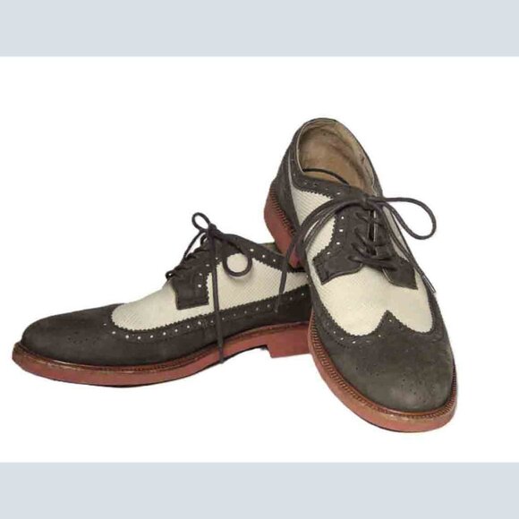 Polo Ralph Lauren Torrington Saddle Oxfords Green Cream Leather Suede Size 9.5D - Picture 2 of 6